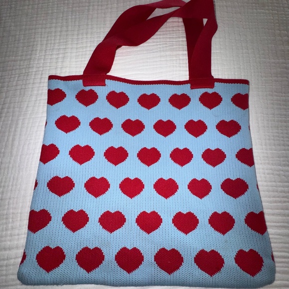 Charming Red and Blue Heart Pattern Tote Bag - Picture 1 of 3